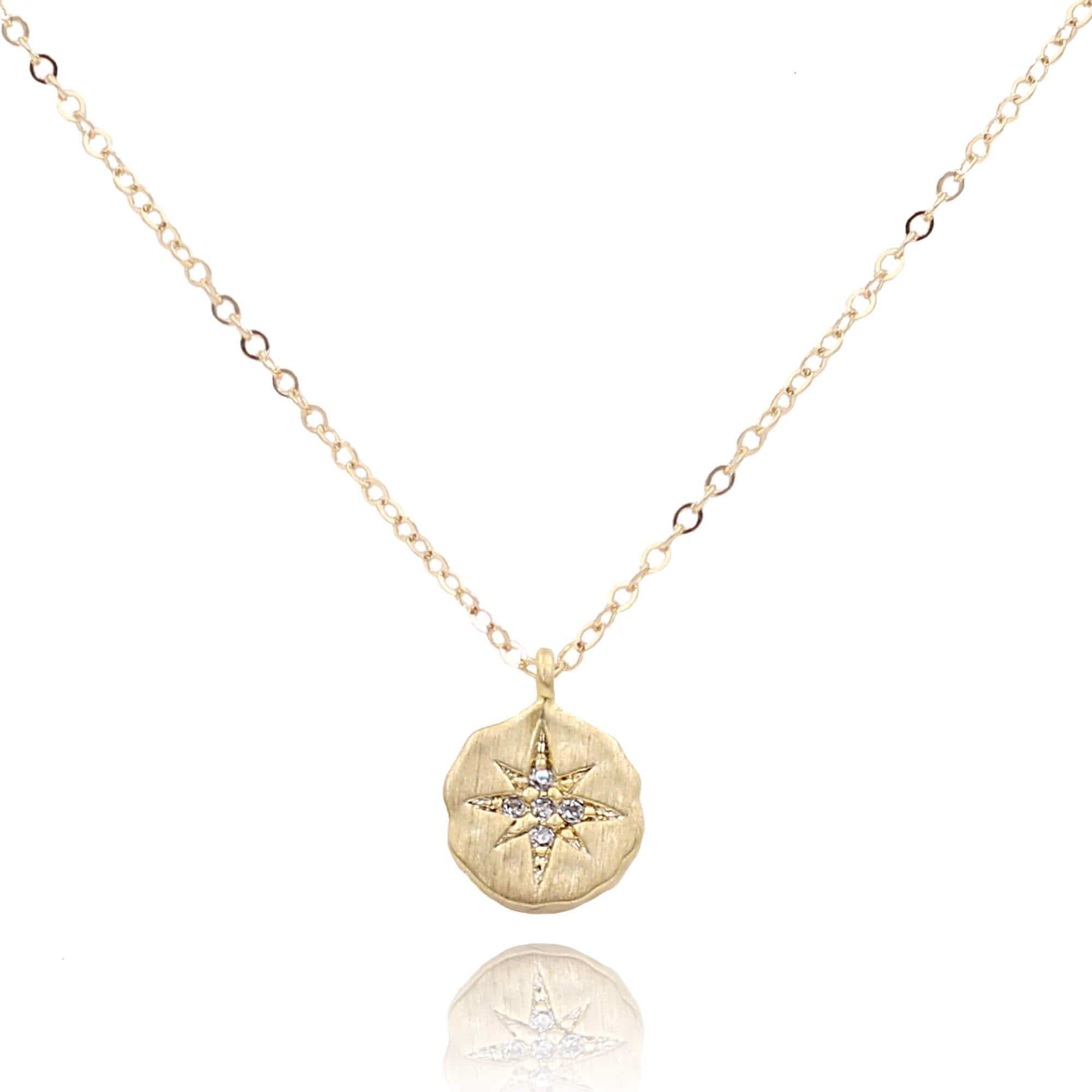 Round Polaris Necklace Dainty Necklace MaeMae Jewelry | Polaris Necklace | Gold Filled | Matte Starburst CZ