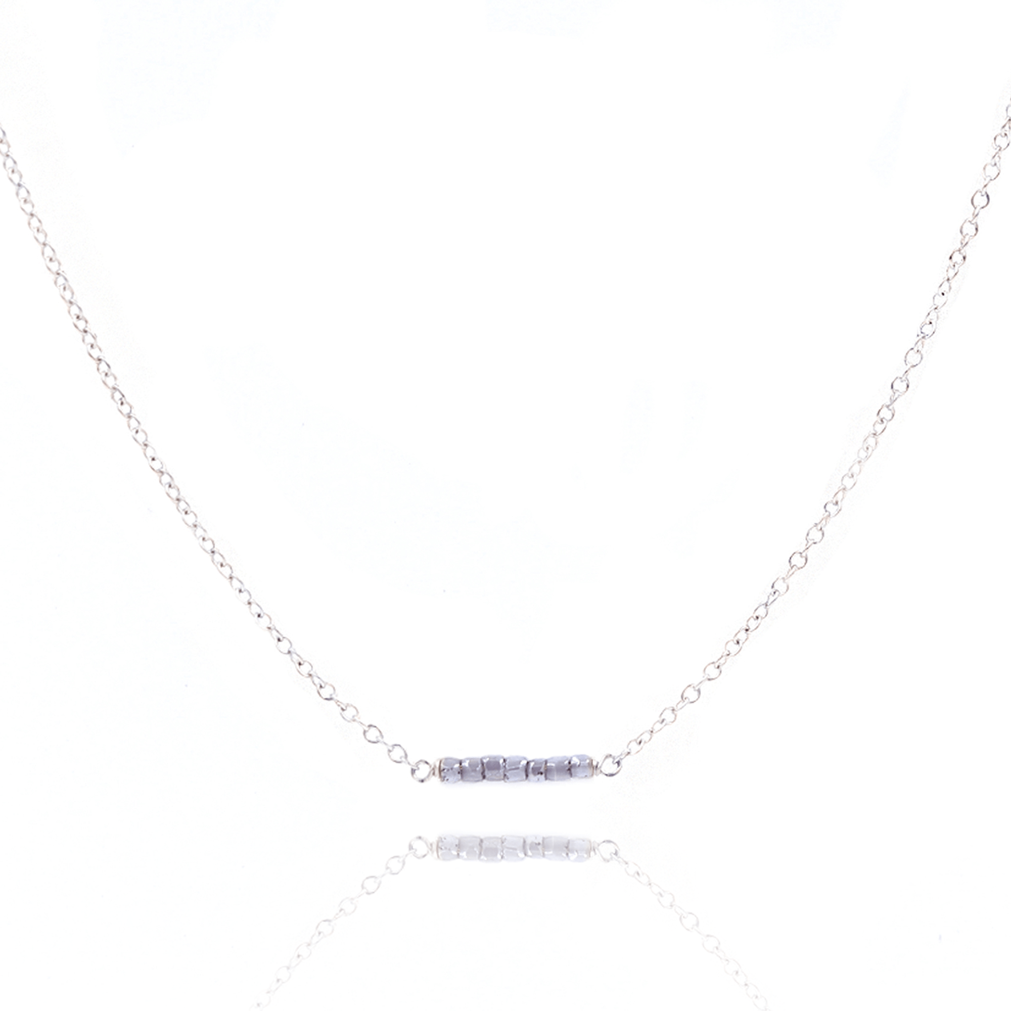 Flow Necklace Dainty Necklace Sterling Silver / 14" - 16" MaeMae Jewelry | "Flow" Necklace | Blue Gray beads