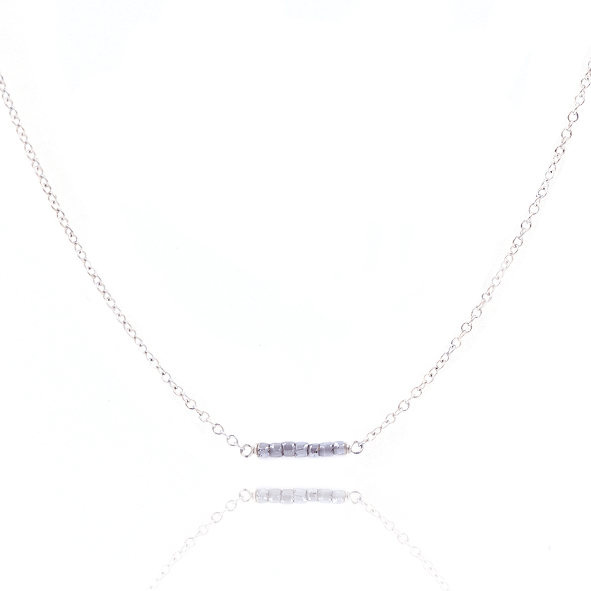 Flow Necklace Dainty Necklace Sterling Silver / 14" - 16" MaeMae Jewelry | "Flow" Necklace | Blue Gray beads