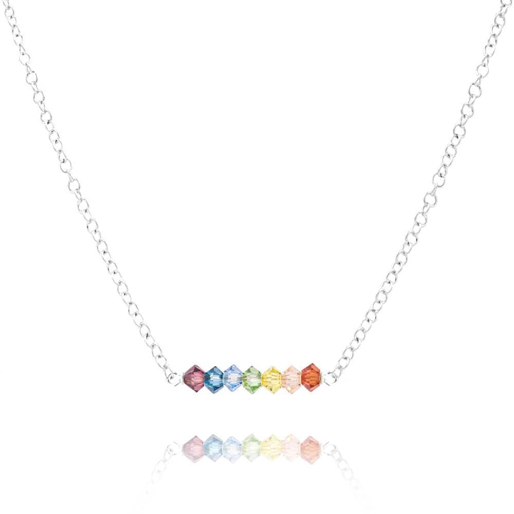 PREORDER - Dainty seven chakra stone lariat necklace - silver and