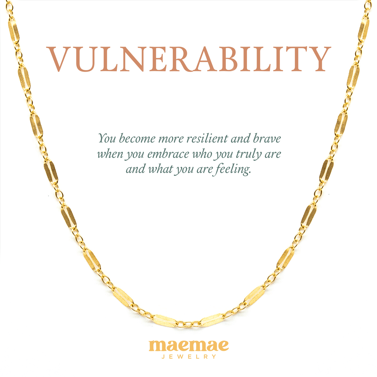MaeMae Jewelry vulnerability necklace on affirmation card