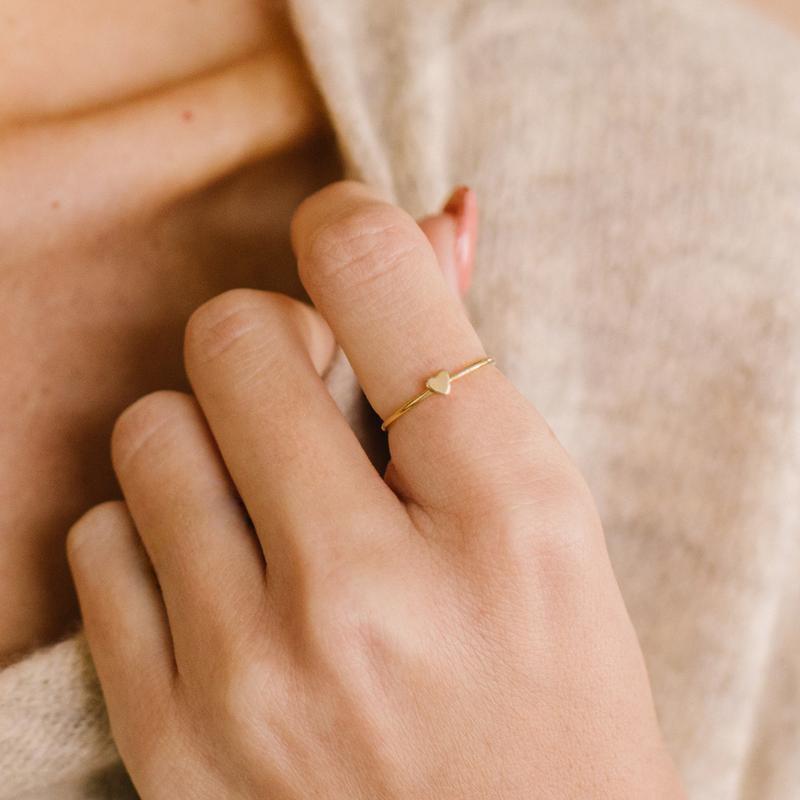 Tiny Heart Stacking Ring Dainty Ring 14K Gold Filled / 5