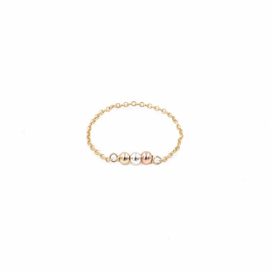 Just Breathe Chain Ring Dainty Ring 4 / 14k Gold Filled MaeMae Jewelry | Just Breathe Ring | Chain Rings | Tri-tone