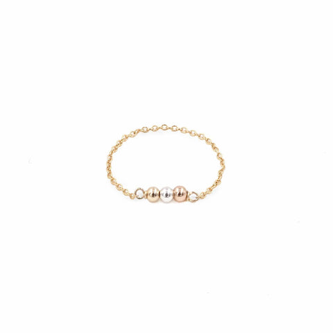 Just Breathe Chain Ring Dainty Ring 4 / 14k Gold Filled MaeMae Jewelry | Just Breathe Ring | Chain Rings | Tri-tone