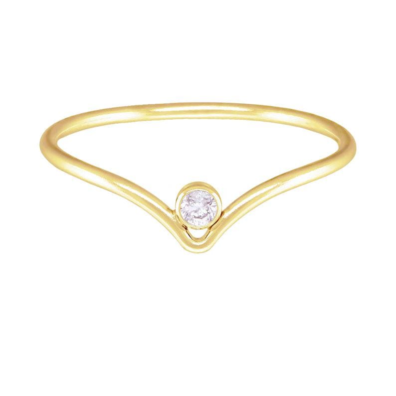 Chevron CZ Solitaire Stacking Ring Dainty Ring 5