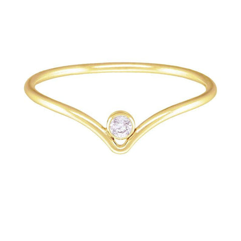 Chevron CZ Solitaire Stacking Ring Dainty Ring 5
