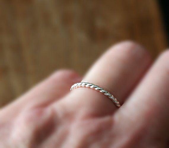 Twisted Sterling Silver Band Dainty Ring 6