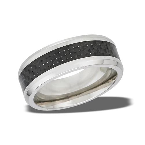 men's ring, stainless steel black carbon fiber, men's fashion ring, black and silver ring, men's stainless steel ring, 