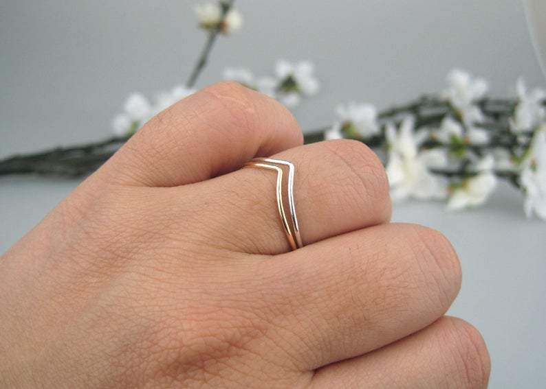 Chevron Stacking Ring Dainty Ring