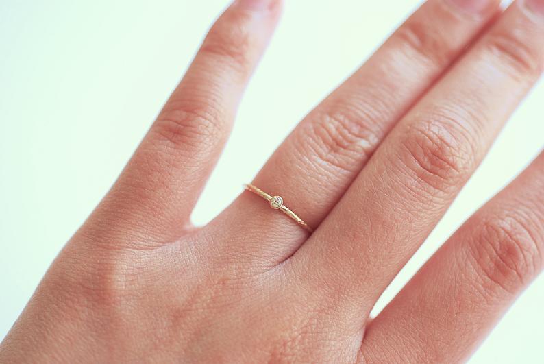 CZ Solitaire Sparkle Stacking Ring Dainty Ring
