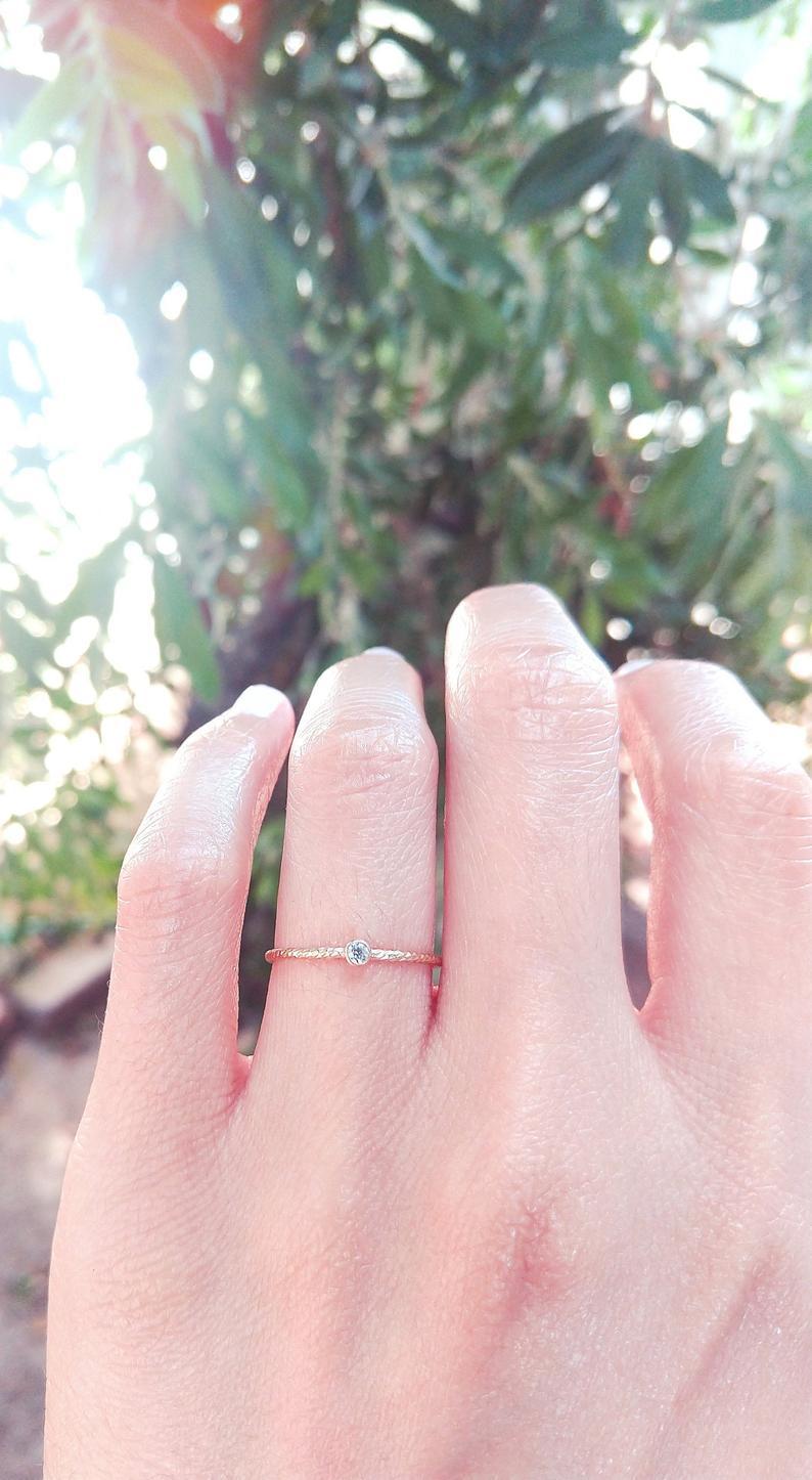 CZ Solitaire Sparkle Stacking Ring Dainty Ring