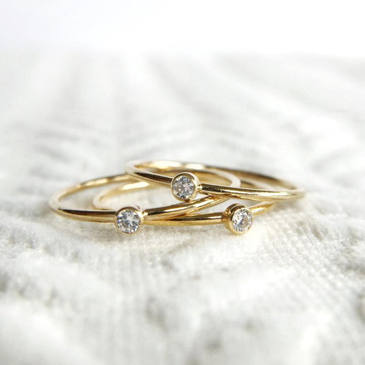 CZ Solitaire Stacking Ring Dainty Ring CZ Solitaire Stacking Ring 14k Gold Filled Ring