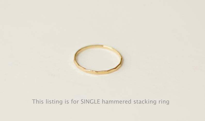 Hammered Band Stacking Ring Dainty Ring