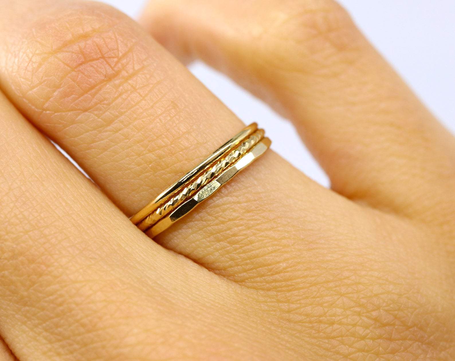 Hammered Band Stacking Ring Dainty Ring