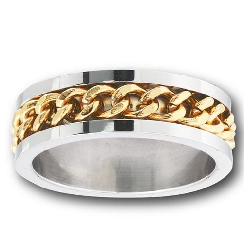 Stainless Steel Ring with Gold Chain Dainty Ring