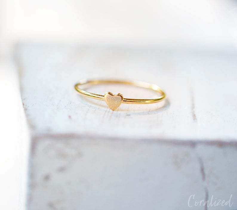 Tiny Heart Stacking Ring Dainty Ring