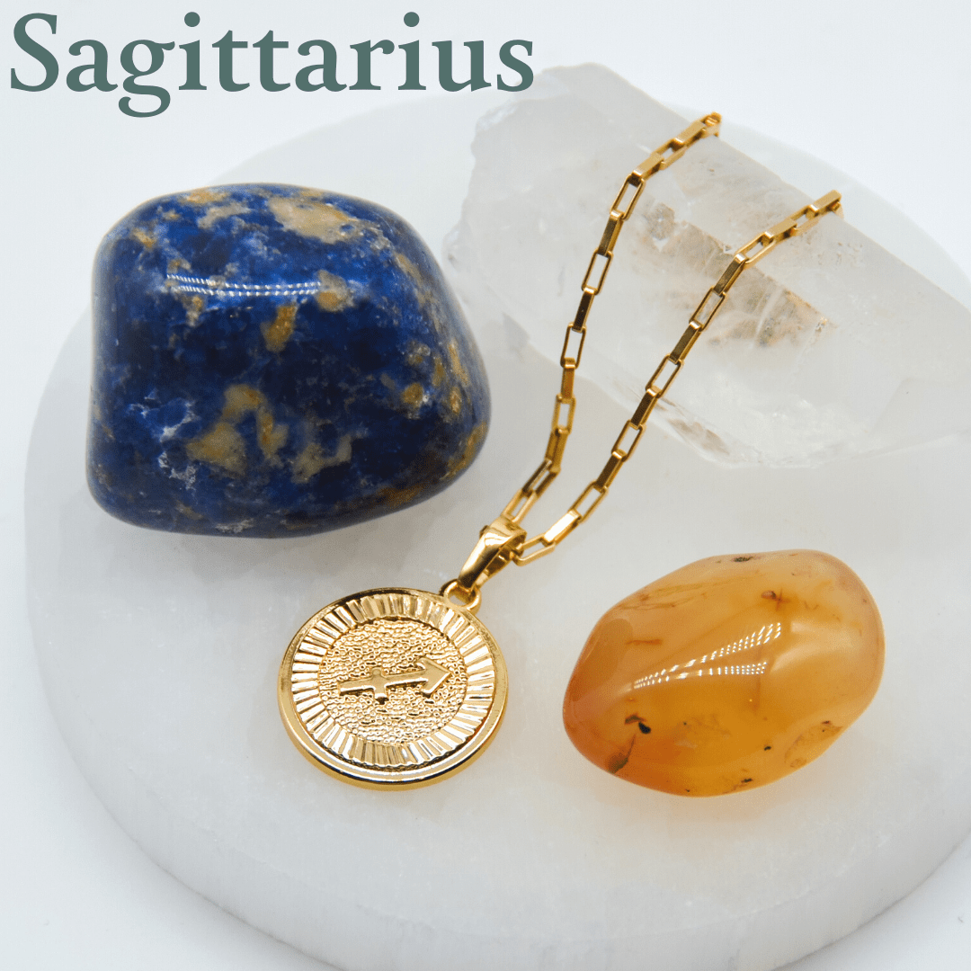 Zodiac Medallion Necklace Dainty Sagittarius Zodiac Medallion Necklace | Gold Filled Jewelry | Zodiac Symbols