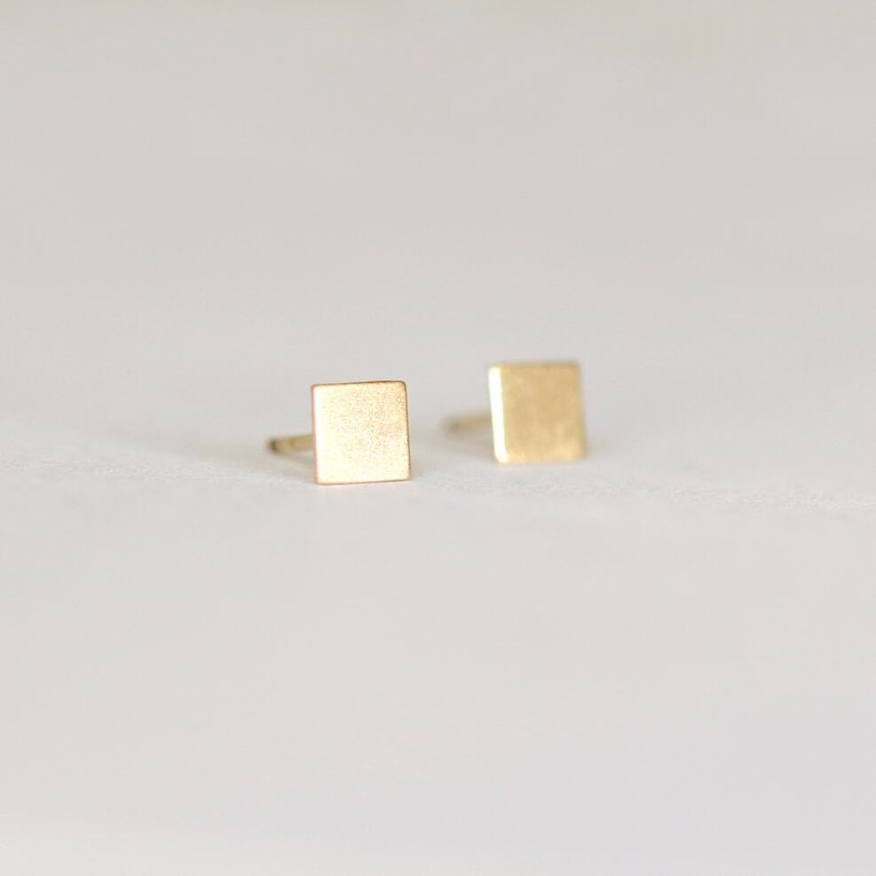 Square Stud Earrings Dainty Studs 14k Gold Filled