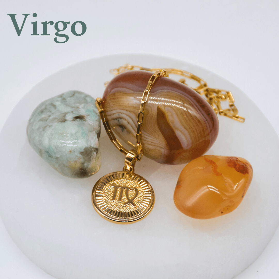 Zodiac Medallion Necklace Dainty Virgo Zodiac Medallion Necklace | Gold Filled Jewelry | Zodiac Symbols