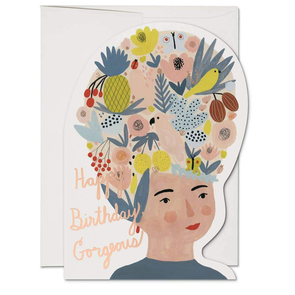 Fruit Hat Lady Dainty Greeting Cards