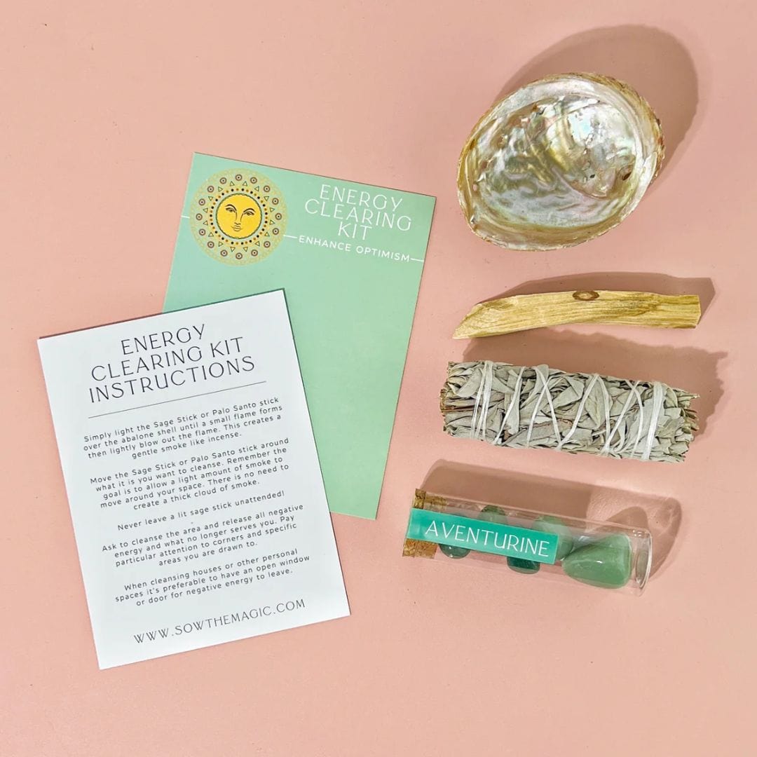 Energy Clearing Kit With Aventurine, Sage + Palo Santo Spell Dainty Incense